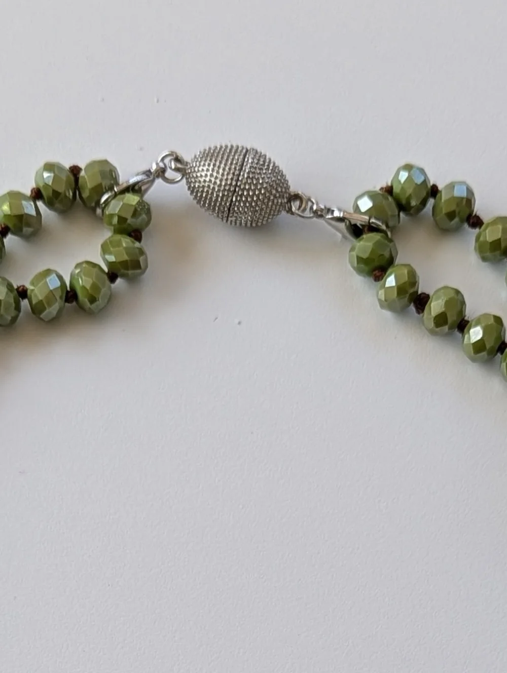 Katia Designs Green Olivine Crystal Necklace Yellow, Aqua, Red Accent Beads - Picture 5 of 5